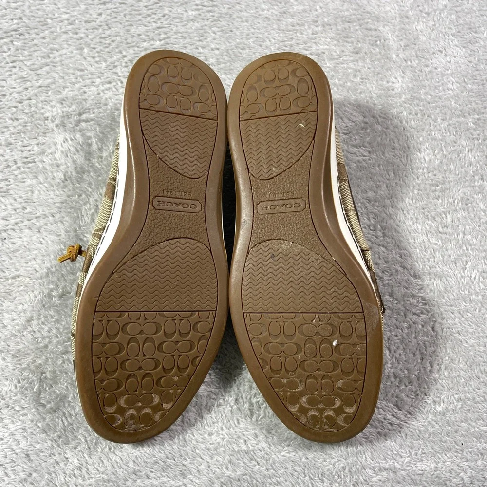 Coach Richelle Signature Jacquard Boat Shoes Loafers Slip On Brown Women's‎ 5B